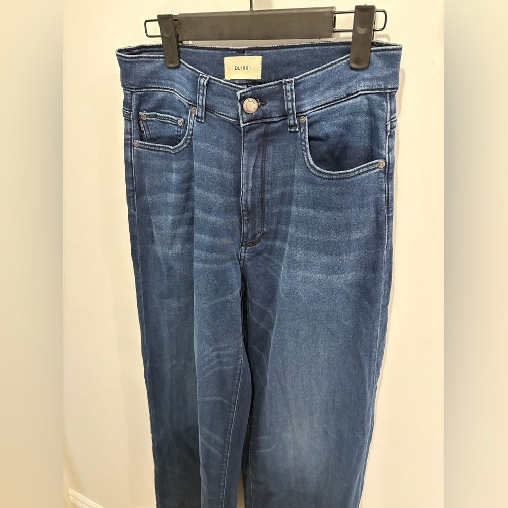 LIKE NEW- DL1961-Hepburn Wide-leg High-rise Jeans In Stream - Picture 3 of 13